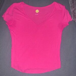 Fitted Pink Short Sleeve T-Shirt